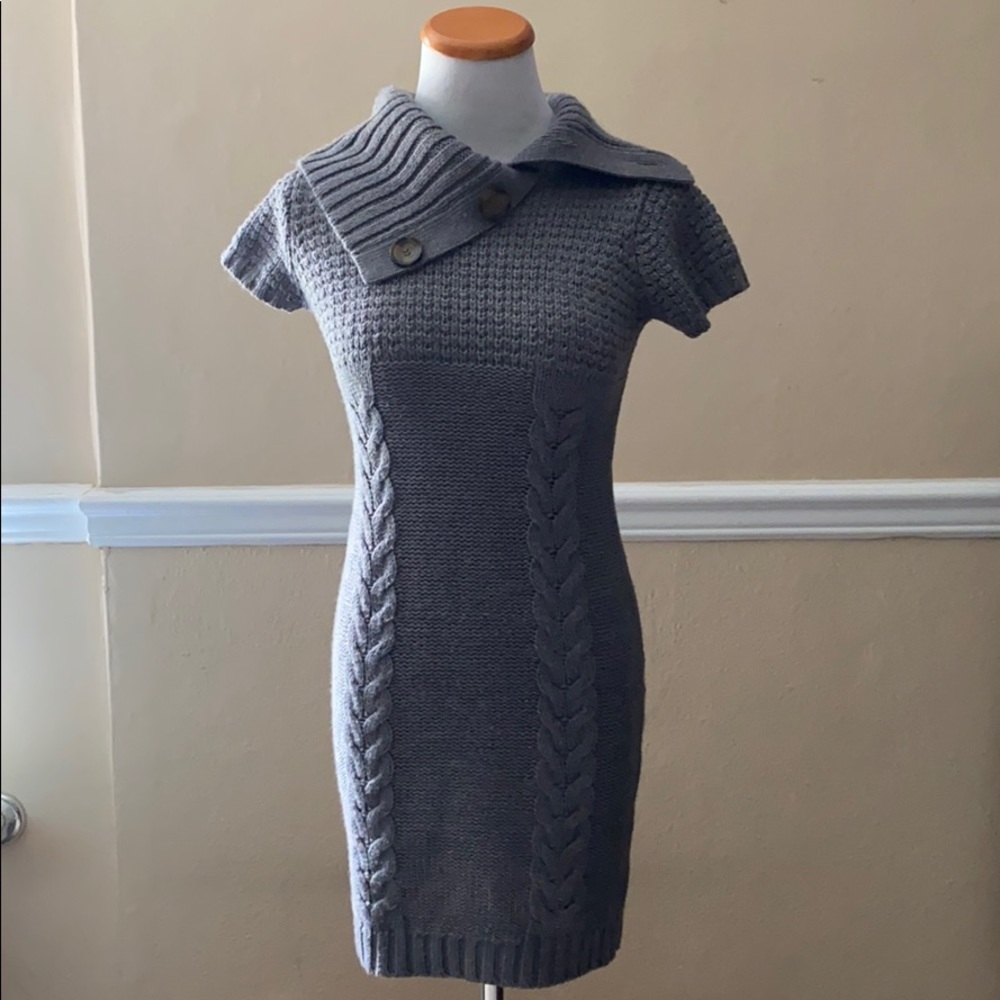Cowl neck sweater dress